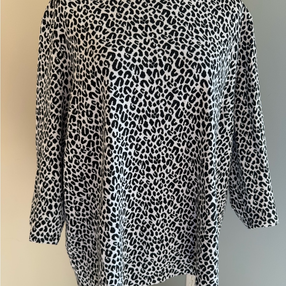 Talbots Black and White Animal Print Woven Top